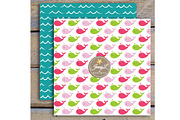 Whale girl digital papers  & clipart, a Pattern Graphic by JennyL Designs (Thumbnail 3 of 4)