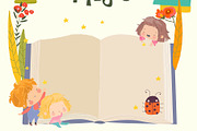 Children standing near Big Book, an Education Illustration by Maria Starus (Thumbnail 2 of 3)