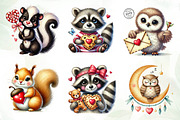 Valentine Woodland Animal Clipart, an Illustration by CreationArt (Thumbnail 5 of 5)