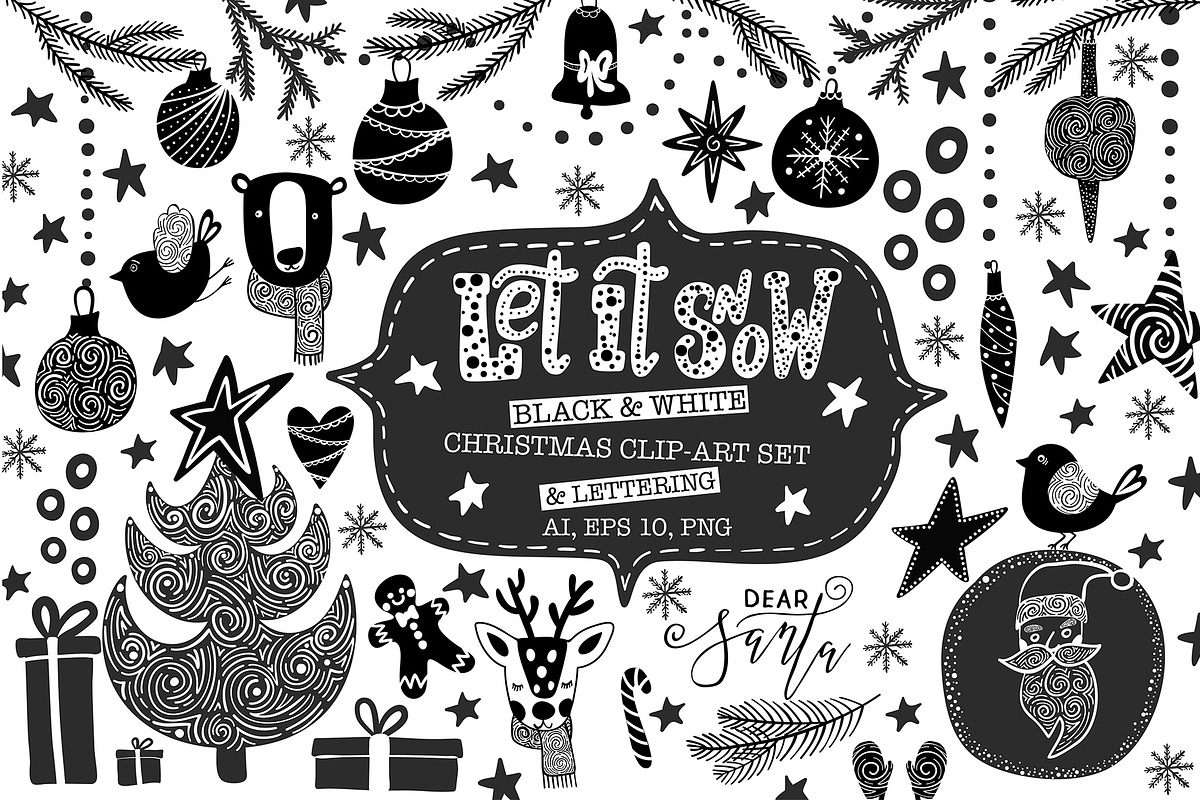 Christmas Clip-Art & Lettering Set, a Decorative Illustration by 5August Art (Photo 1 of 10)