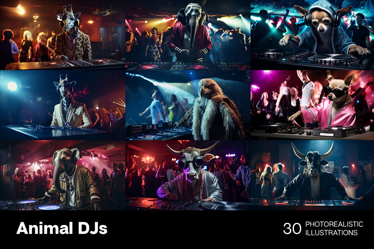 Animal DJs. 30 images, an Animal Illustration by Handmadefont (Photo 5 of 10)