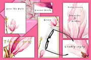 Magnolia-Clipart Set Watercolor, an Illustration by watercolorwild.graphics (Thumbnail 2 of 9)