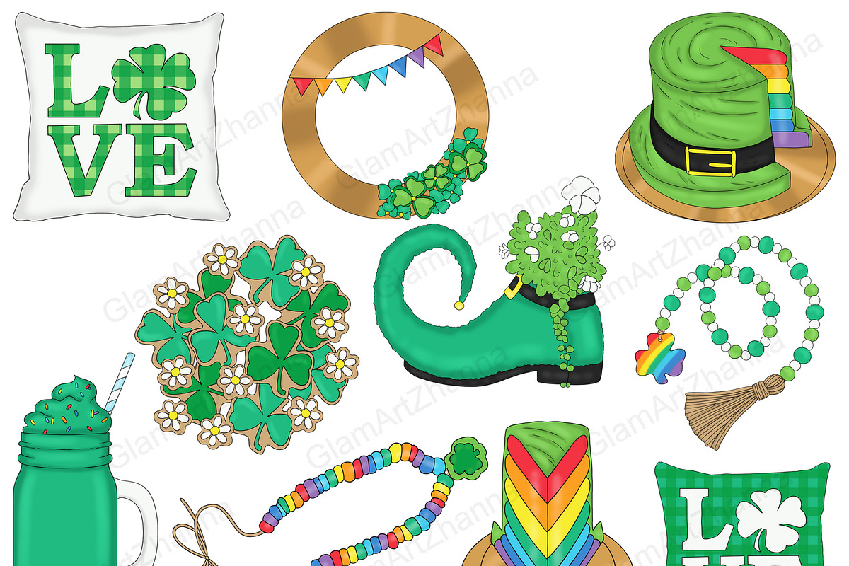 Saint Patrick's Day Clipart, a Seasonal Illustration by GlamArtZhanna (Photo 2 of 4)