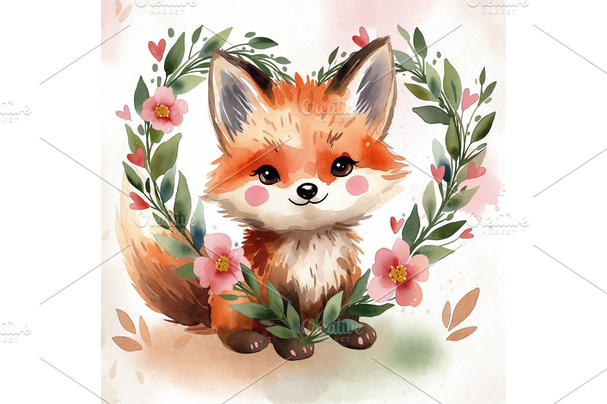 Whimsical Woodland Valentine Clipart, a Seasonal Illustration by Creative design (Photo 6 of 7)