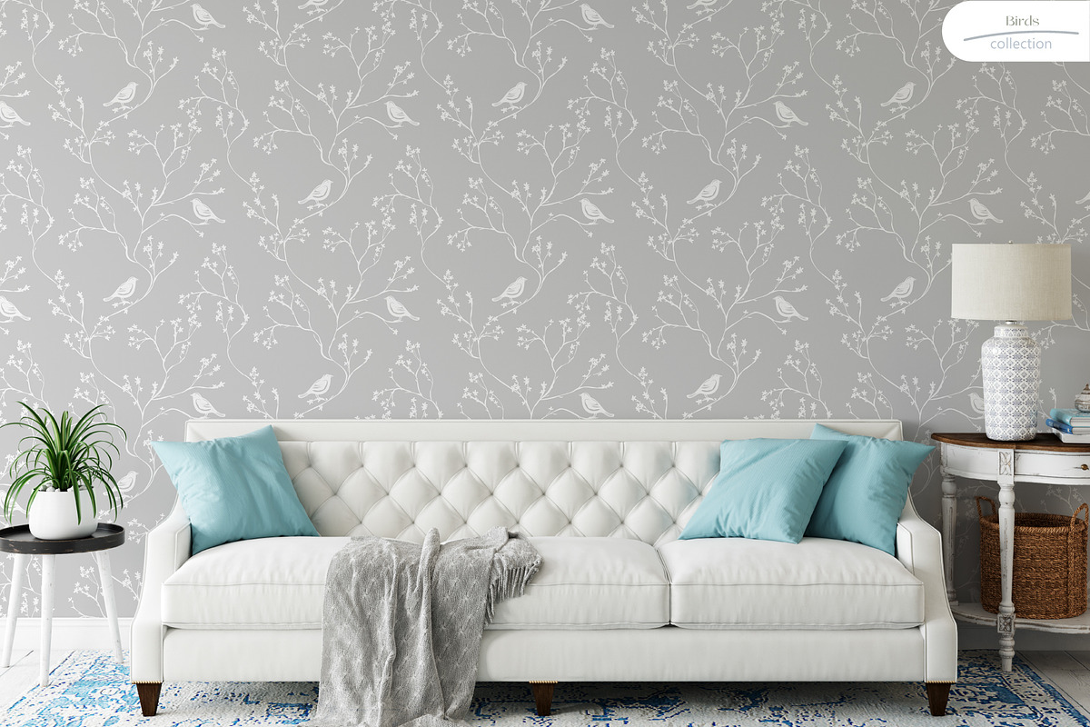 Birds - 6 color Seamless Pattern, a Wallpaper Graphic by InaCorart (Photo 2 of 8)