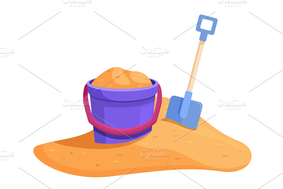 Beach bucket. Children play with, an Illustration by Valerie Bodnar