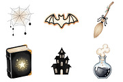 Beige & Black Halloween Clipart, an Illustration by Watercolor design (Thumbnail 2 of 4)