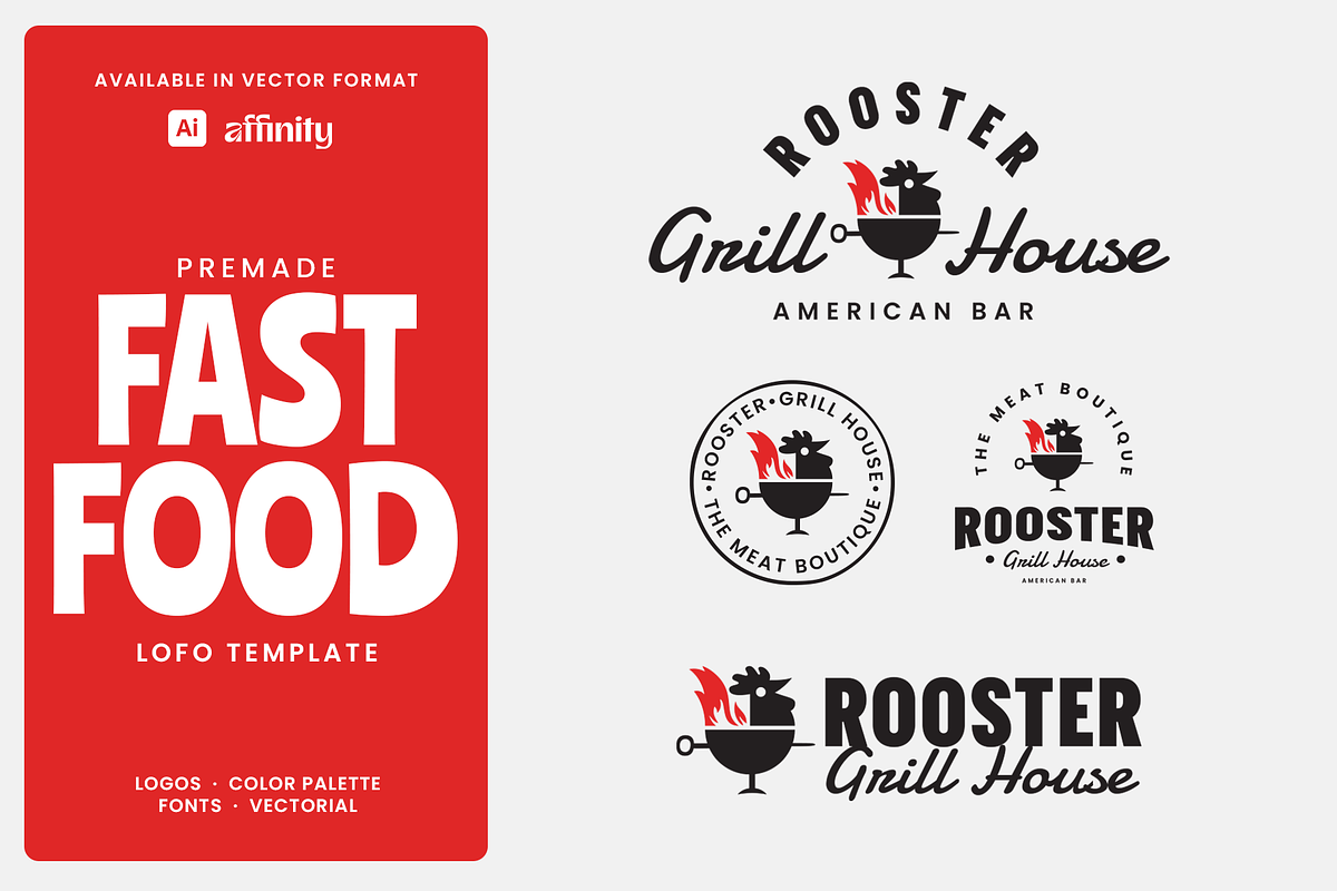 Rooster Grill House Logo Template, a Branding & Logo Template by Headfonts (Photo 1 of 3)