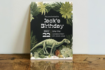 Dinosaur Birthday Invite, an Invitation Template by Sunny Jar Designs