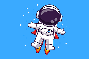 Cute Astronaut Flying With Rocket, a Technology Illustration by Catalyst Labs