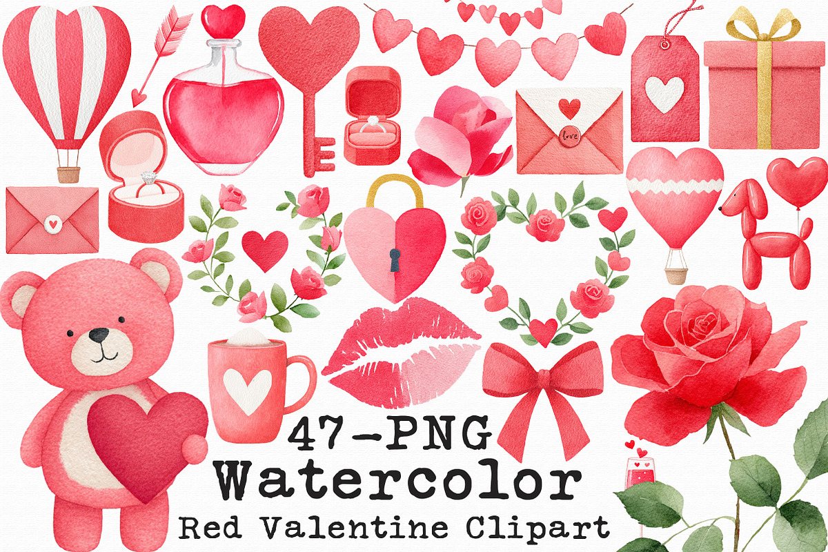 Red Valentine's Day Clipart, an Illustration by Libby Wishes (Photo 1 of 7)