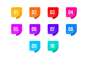 Numbers Bullet Point. Label Set