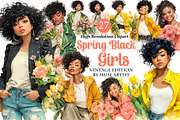 Watercolor Spring Black Girls, an Illustration by DreamArtGraphic (Thumbnail 1 of 4)
