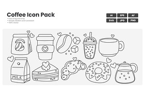 Coffee Outline Icon Pack, an Outline Icon by erifqizeicon