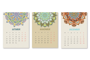 2019 New Year Calendar Mandala Style