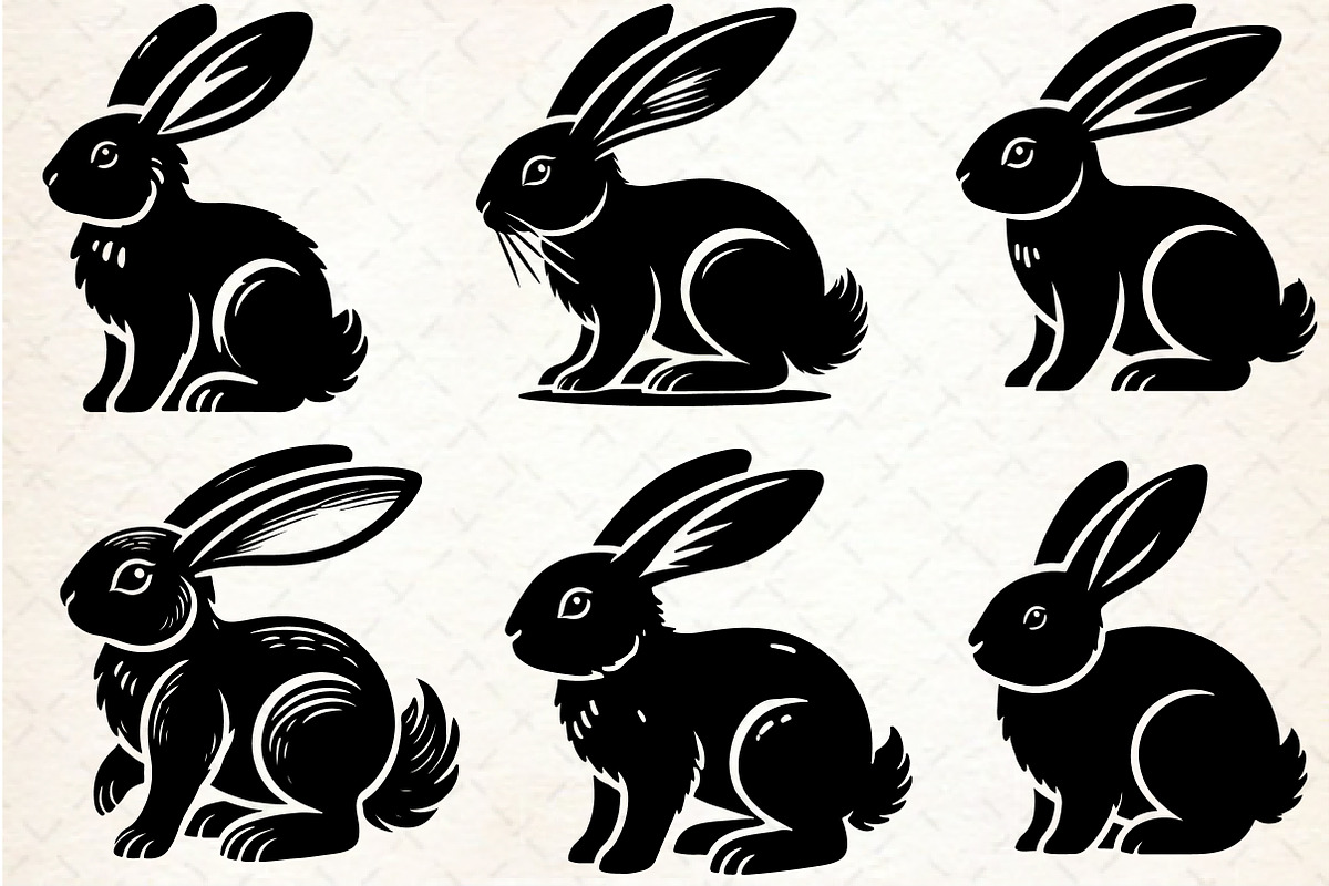 Easter Bunny SVG Silhouette Vector B, an Illustration by Rose Art (Photo 2 of 5)