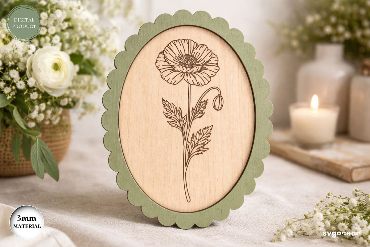 Scalloped Flower Frame SVG Bundle, a Decorative Illustration by svgocean (Photo 13 of 13)