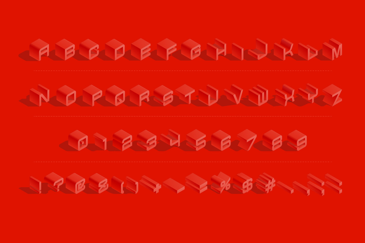 Vector 3D isometric red letters preview 4