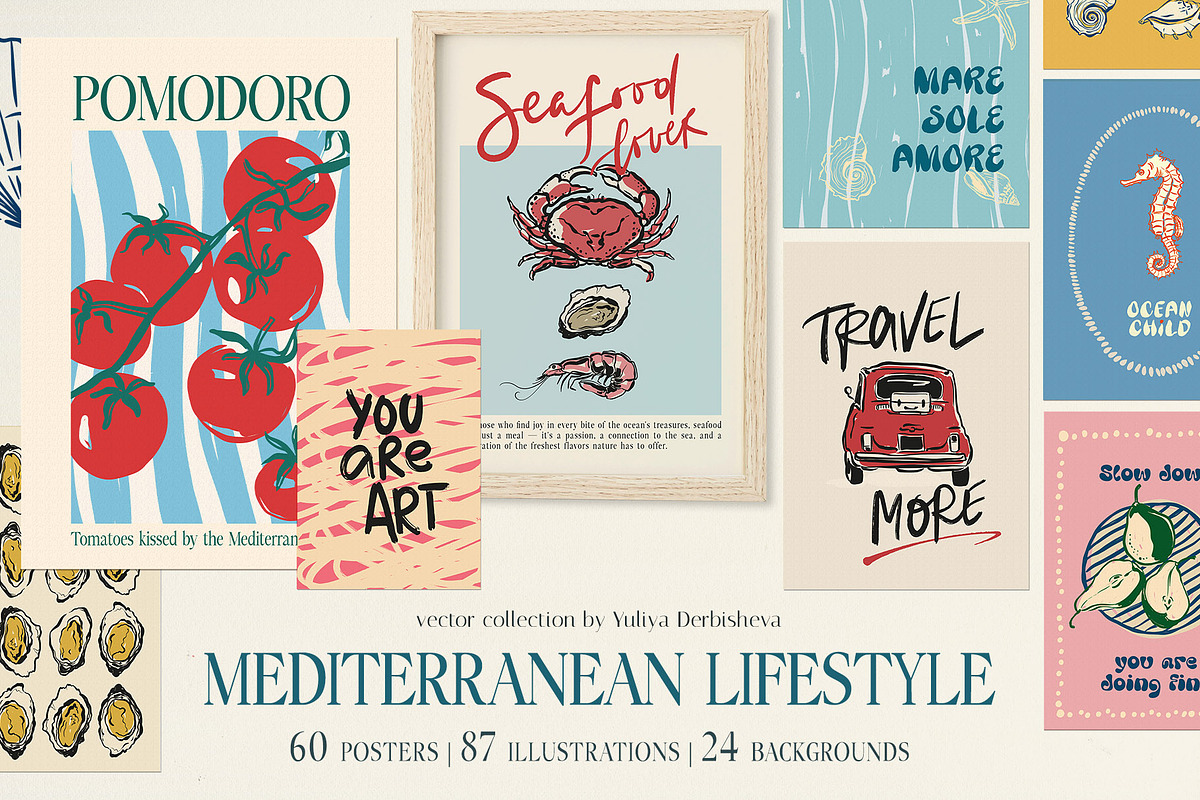 Mediterranean Lifestyle Poster Print, an Object Illustration by Yuliya Derbisheva (Photo 1 of 11)