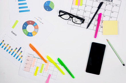 Working set for analyzing statistics. Charts and graph with fina, a Business Photo by vimart