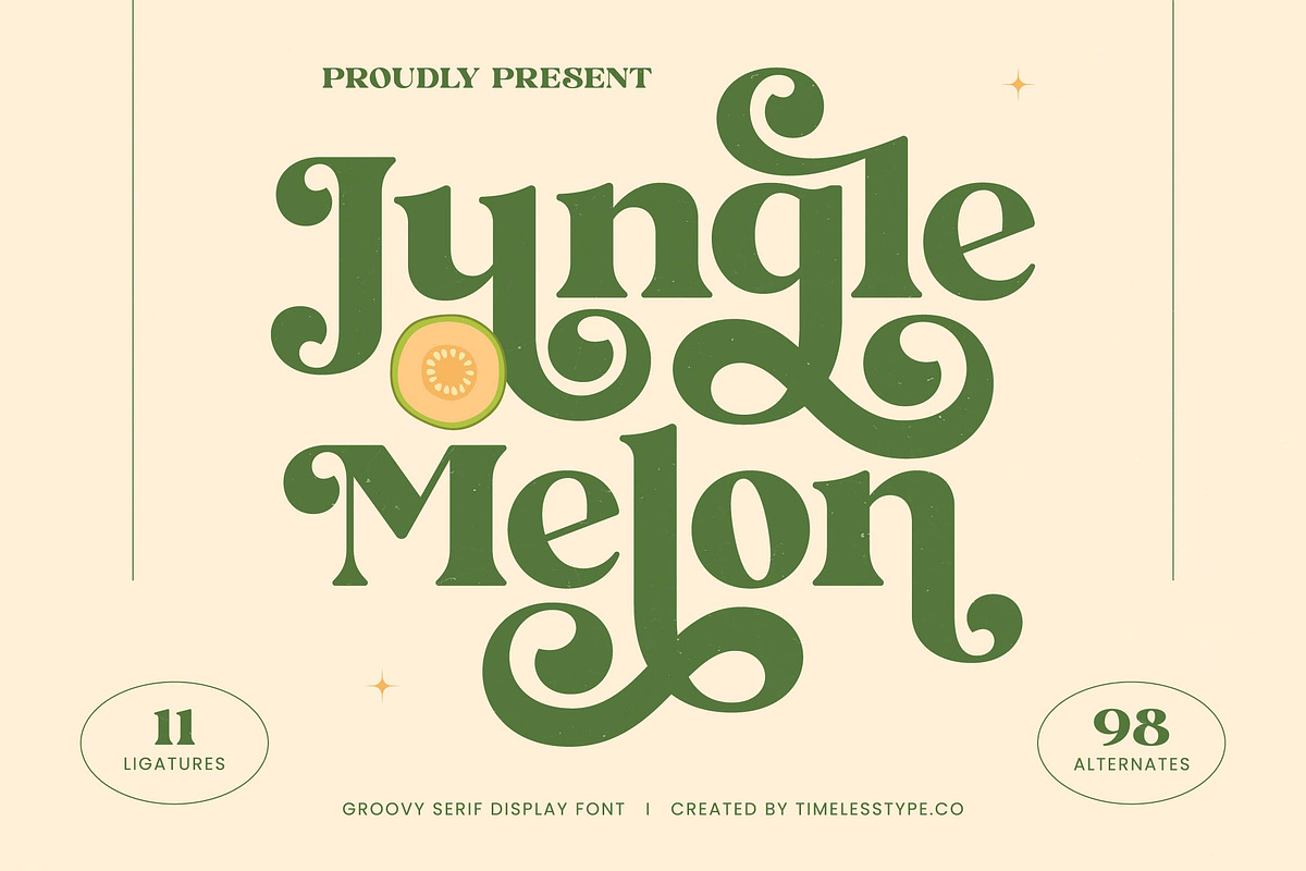 Jungle Melon Groovy Display Serif, a Serif Font by timelesstype.co (Photo 1 of 20)