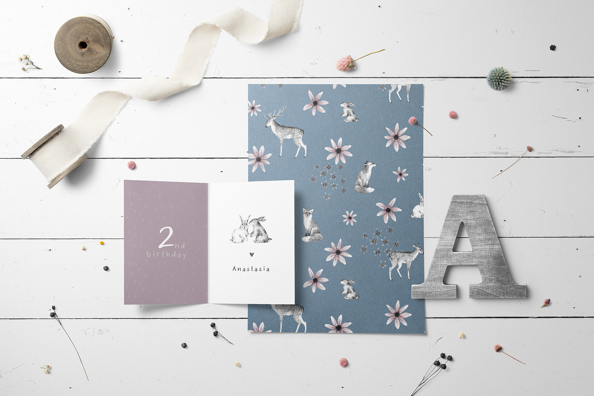 WOODLAND LOVE watercolor set, an Animal Illustration by Natali Smolova (Photo 9 of 10)