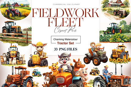 Watercolor Farming, Animals Clipart, an Illustration by BrushstrokeArtGB