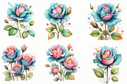 Whimsical blue rose Clipart, an Illustration by Designworld (Thumbnail 2 of 8)