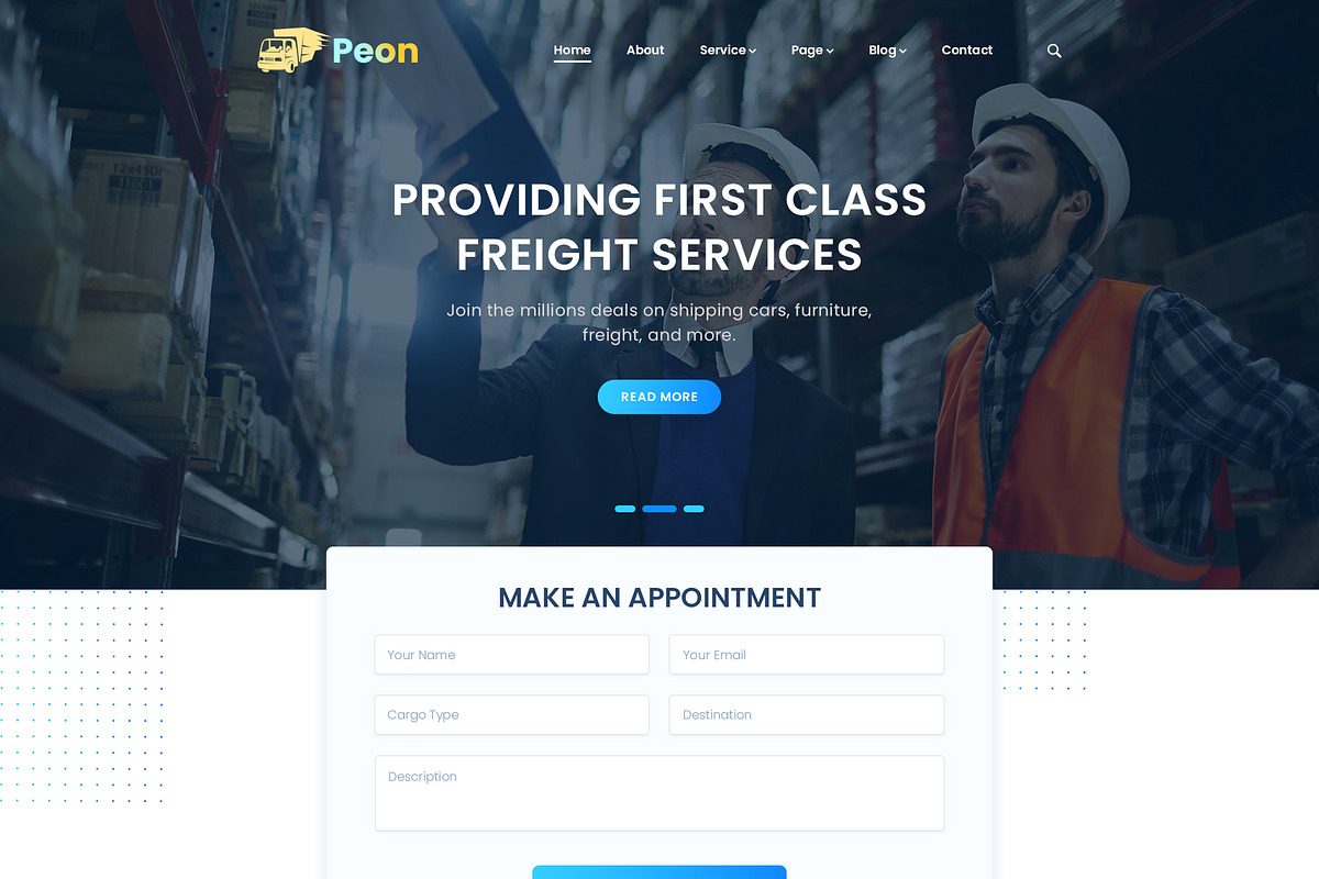 Peon - Logistic PSD Template, a Landing Page Template by Andit themes (Photo 7 of 34)