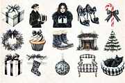 Black and White Christmas Clipart, an Illustration by Libby Wishes (Thumbnail 3 of 7)