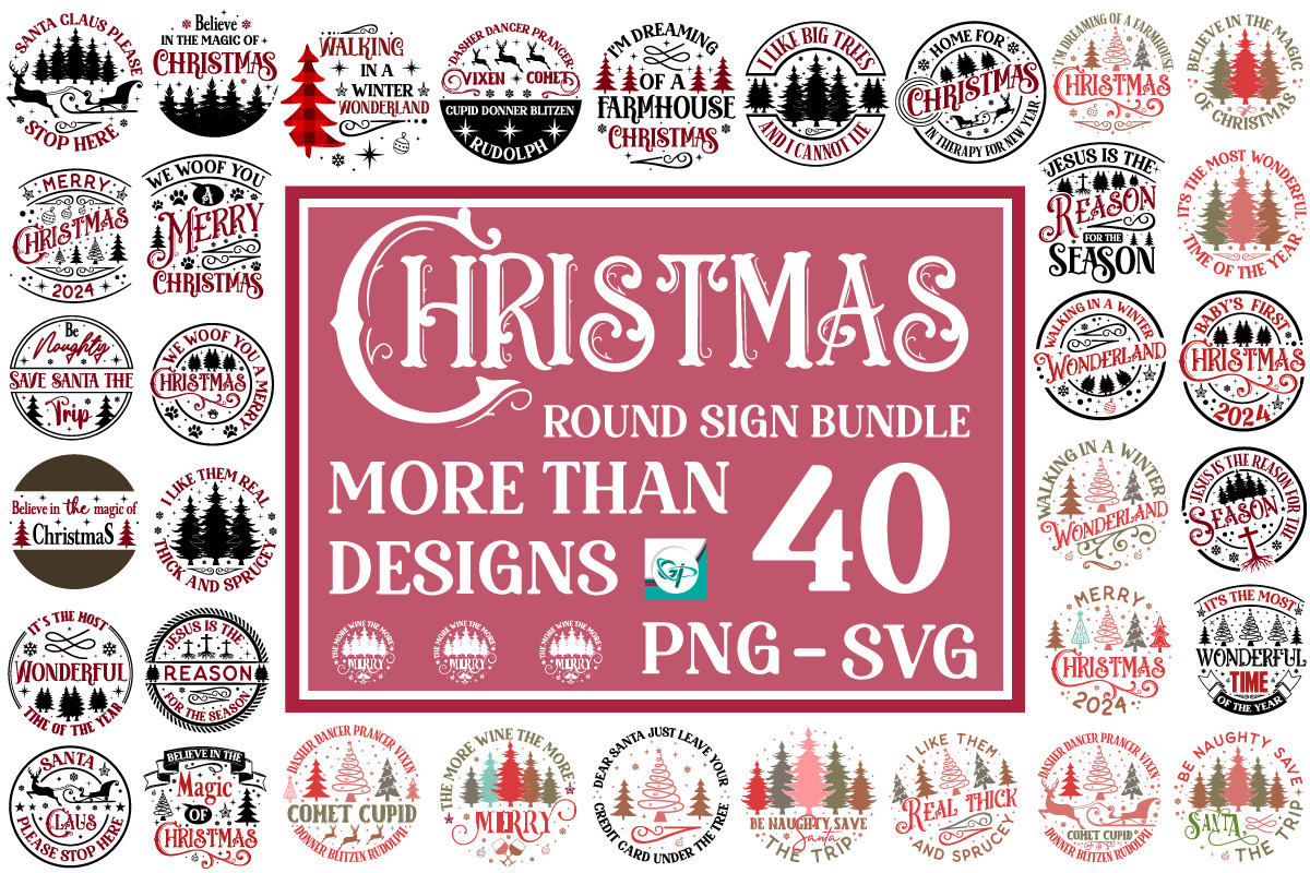 Mega Christmas Round Sign SVG Bundle, an Object Graphic by GraphicPicker (Photo 2 of 6)