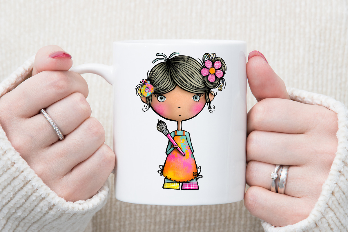 Quirky Cute Little Girl Clipart, an Illustration by Sublimation Artist (Photo 5 of 6)