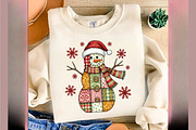 Patchwork Christmas Snowman PNG, an Illustration by SinaCreation (Thumbnail 3 of 7)