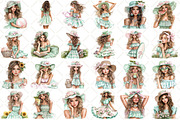 Watercolor Summer Girl Clipart, an Illustration by Black Bird Studio (Thumbnail 2 of 5)