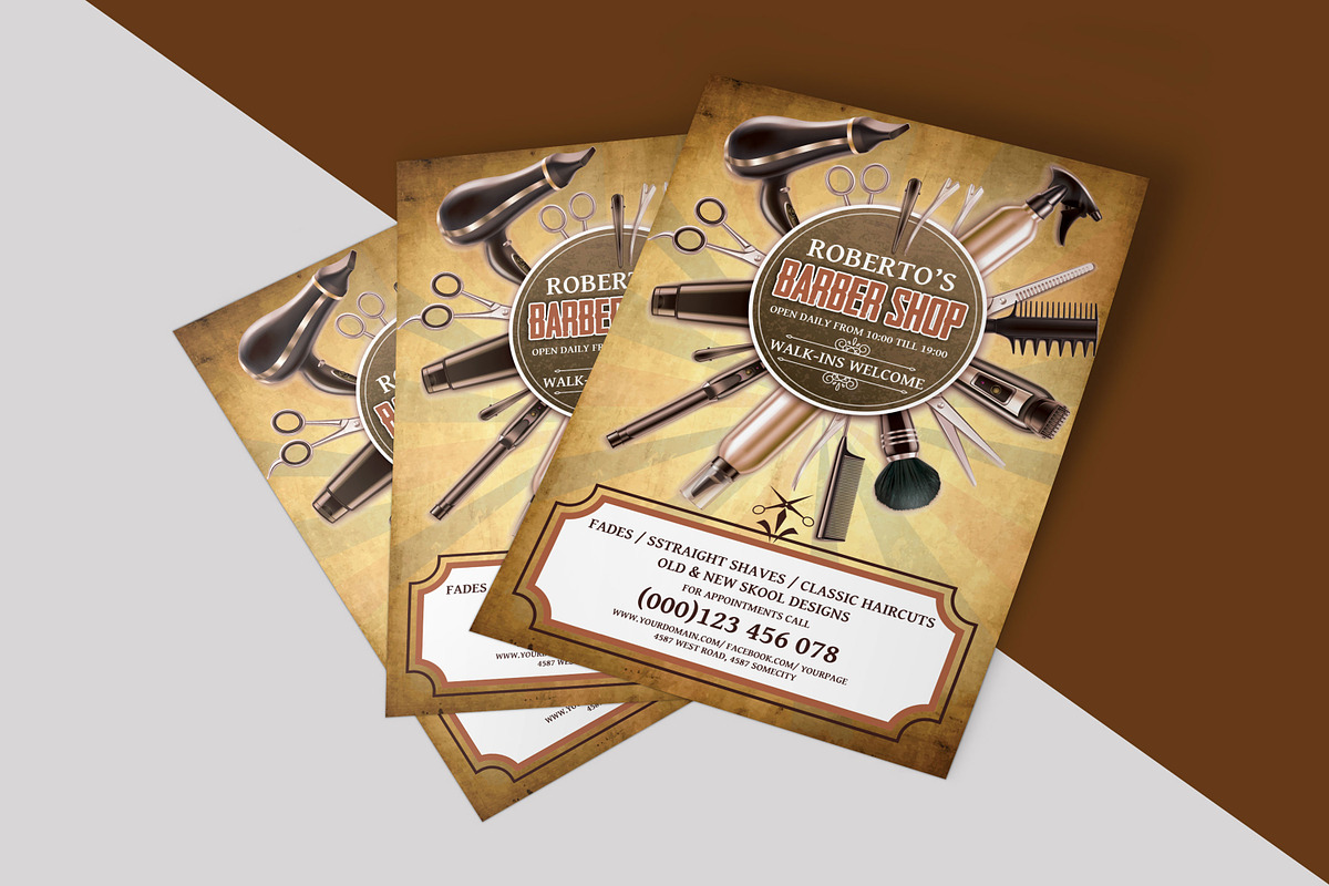Barber Shop Flyer Template, a Flyer Template by Ultimate Template Shop (Photo 4 of 6)