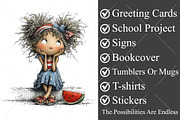 Whimsical 4th Of July Kids Clipart, a Seasonal Illustration by Canvas Craft (Thumbnail 3 of 10)