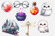 Magic school PNG set. Wizard Clipart, an Object Illustration by LoLoArt (Thumbnail 5 of 5)