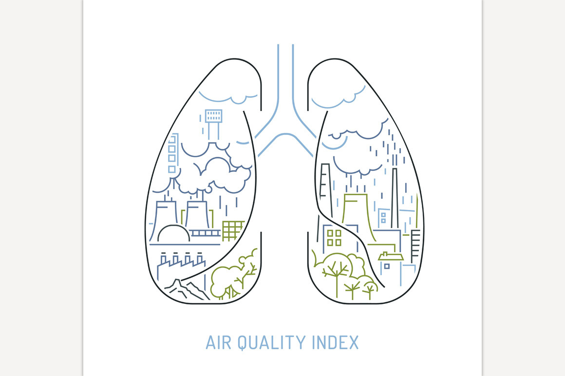 Air Quality Index poster, outline, a Healthcare Illustration by Anna's Shop