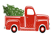 Christmas vintage retro truck., an Object Illustration by DeShoff Art (Thumbnail 2 of 2)