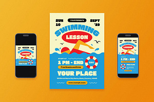 Beige Swimming Lessons Flyer Set, a Flyer Template by Aiyari Graphic