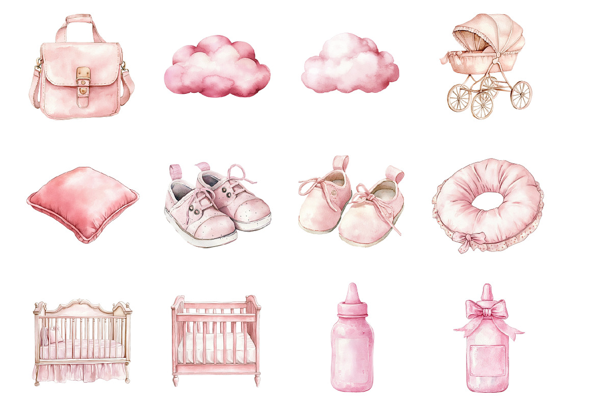 Blush Pink Ivory Baby Nursery Clipar, an Illustration by Design Market (Photo 3 of 3)