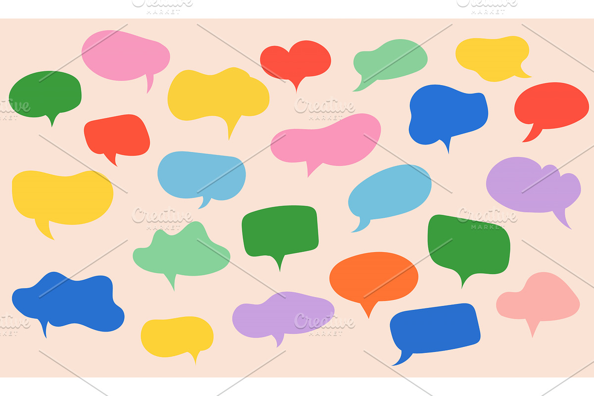 Colorful Speech Bubbles Set, an Illustration by Gentle Studio
