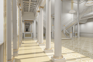 3Dmodel Grand Hall Lobby Staircase 2