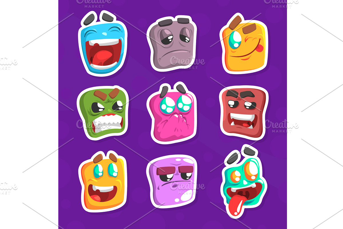 Funny Emojis Stickers Set, an Object Illustration by TopVectors
