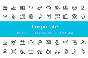 125+ Corporate Line Icons, an Outline Icon by Prosymbols