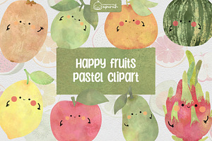 Pastel Fruits Watercolor Clipart