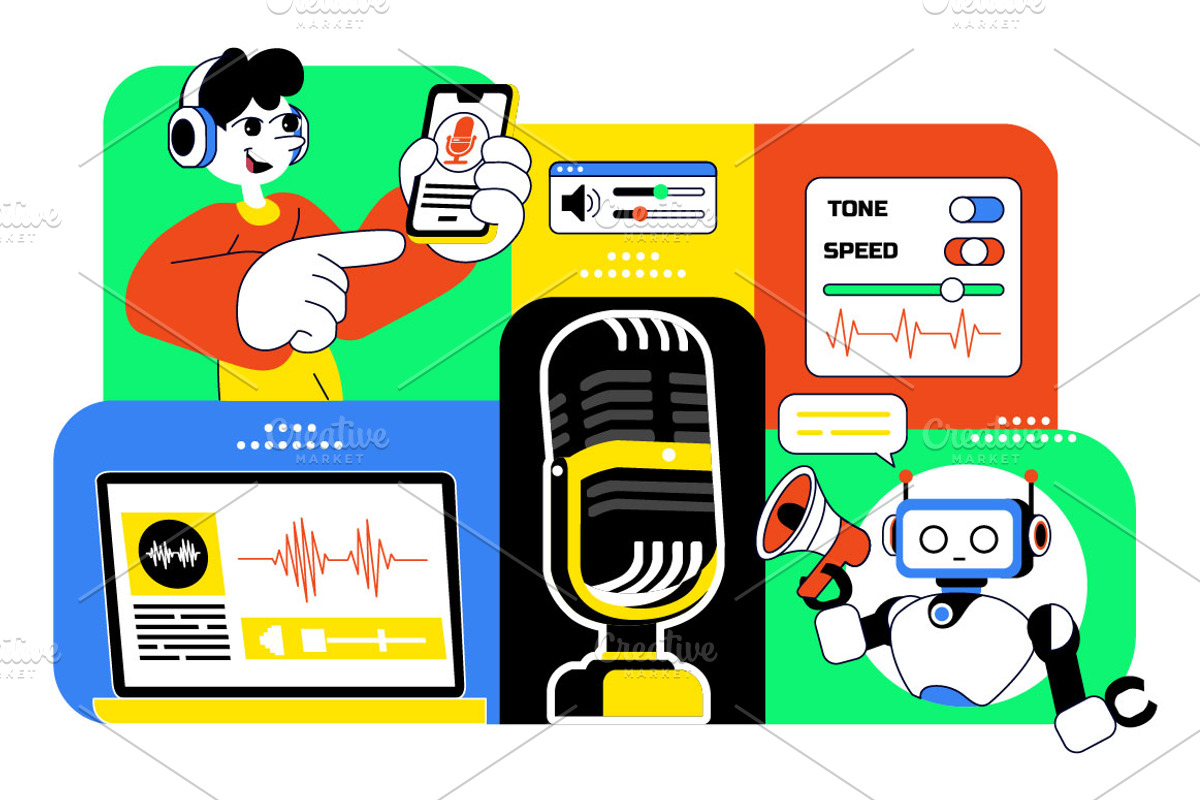 10 AI Voice Generator Illustration, a Technology Illustration by denayunebgt (Photo 4 of 4)