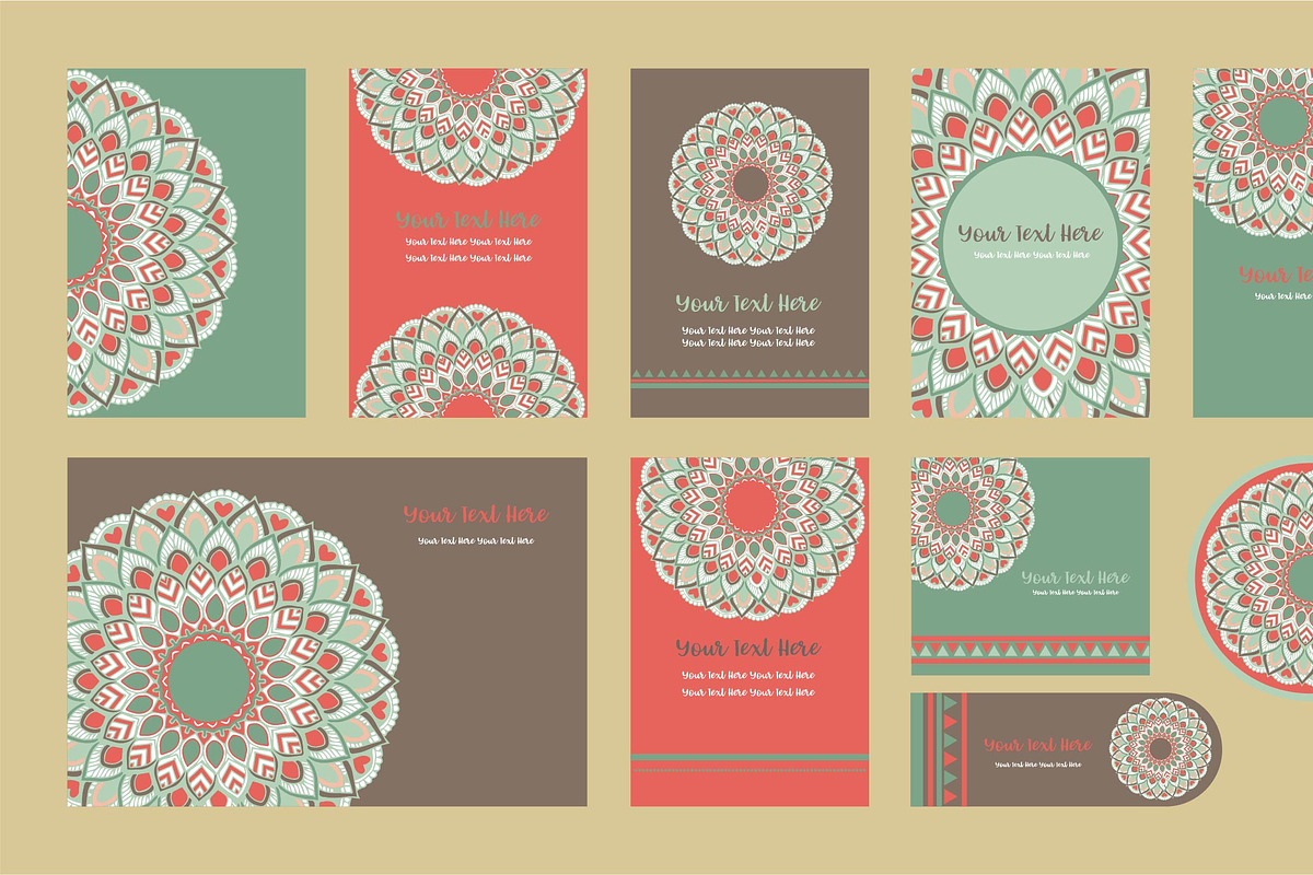20 Mandala Vintage Template Card., a Card Template by Noree (Photo 3 of 20)