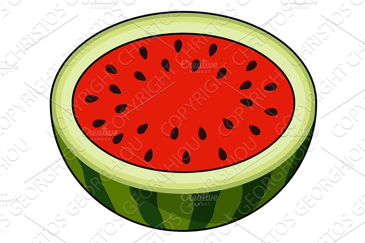 Watermelon Half Slice Fresh Fruit, a Food Illustration by Christos Georghiou