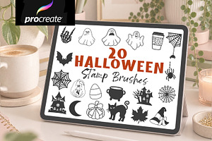 Halloween Stamps for Procreate, a Shape Add-On by Willow Paige Farms